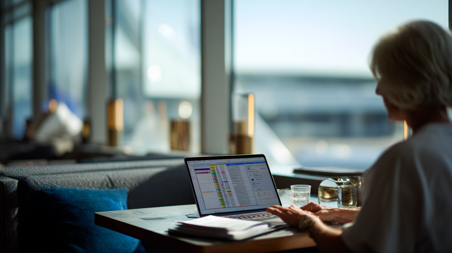Person packing a small suitcase at a kitchen table, laptop and notebook open, calendar marked with travel dates.