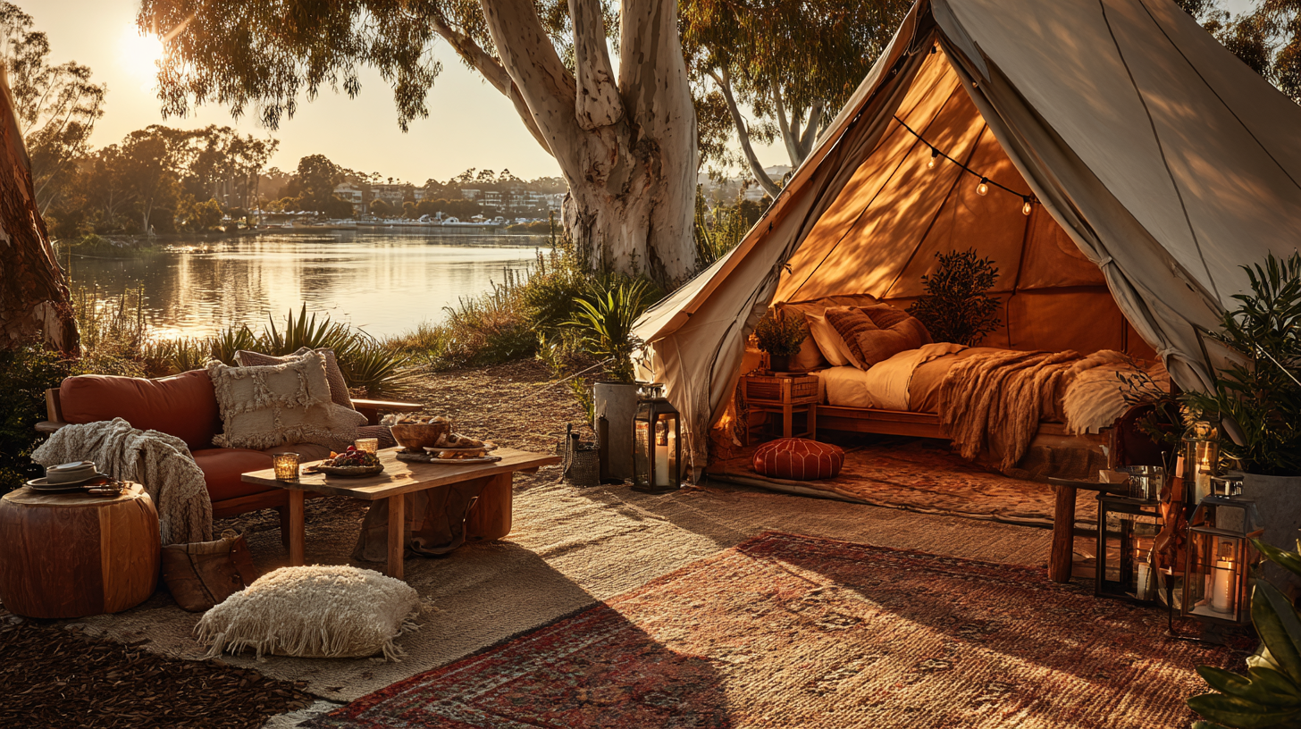 Photograph of a cabin-style lodge in wooded setting, blending rustic outdoor vibe with comfortable hotel amenities.